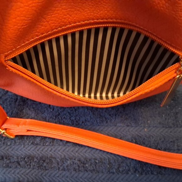 Charming Charlie Tangerine Crossbody/Shoulder Bag Dual Zippers & Snap Closure - Picture 4 of 12